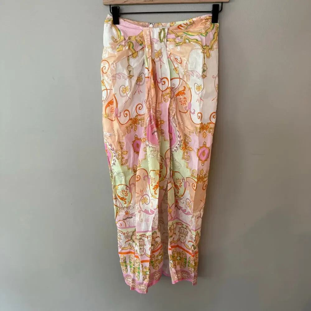 Hale Bob Sophrona Linen Drape Skirt Pastel Pink Sz XS Ballerina Unicorn Birdcage